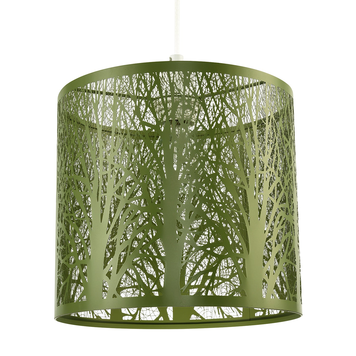 Unique and Beautiful Olive Green Metal Forest Design Pendant Shade Image 1