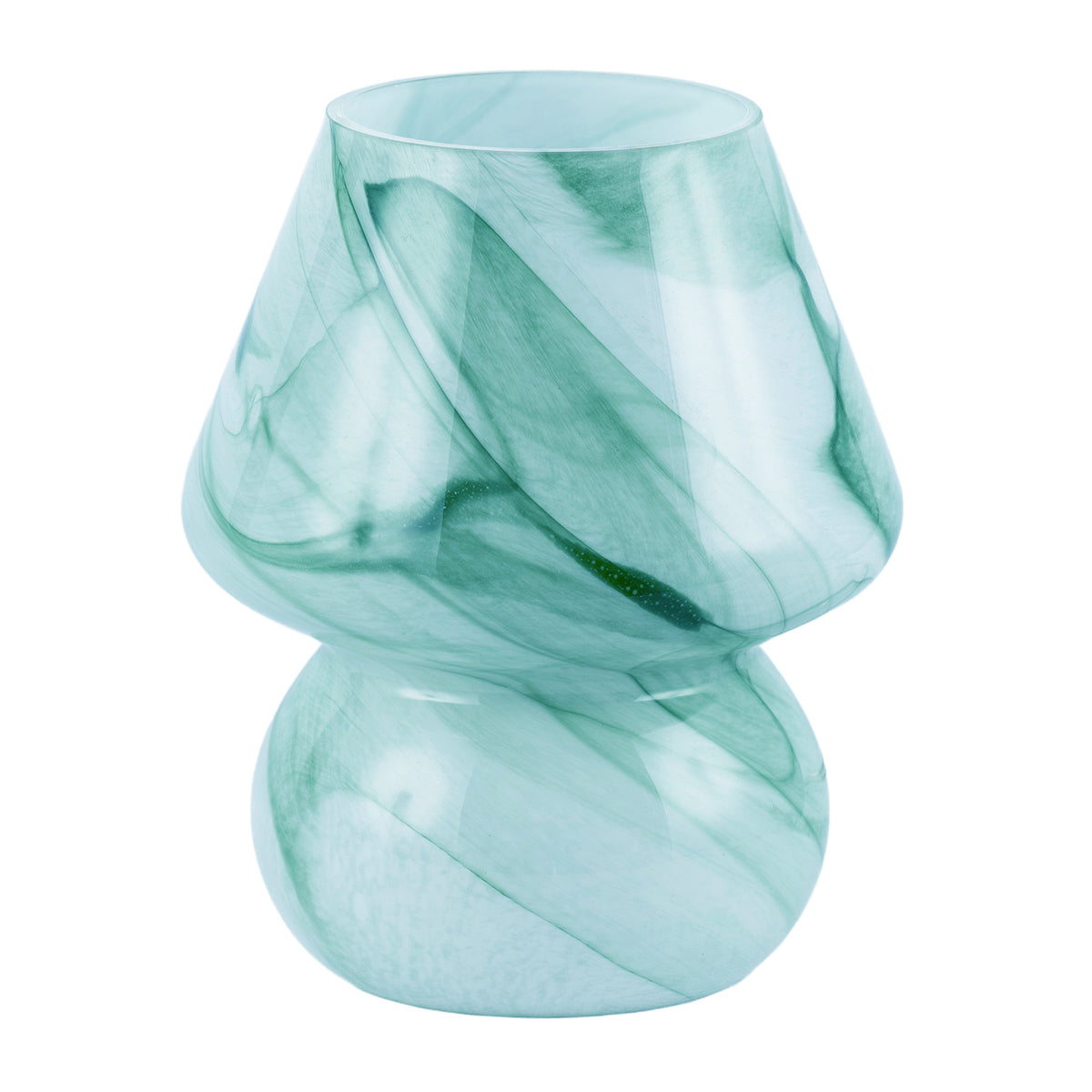 Modern Mini Mushroom Glass Table Lamp with Blue Teal Effect Pattern Image 2