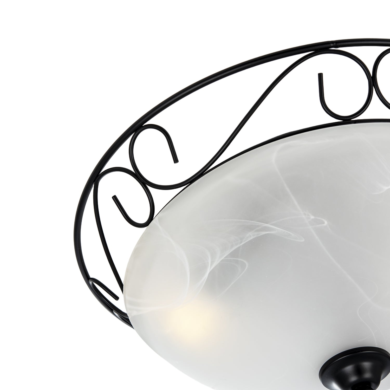 Traditional Matte Black Flush Ceiling Light with Alabaster Glass Image 4