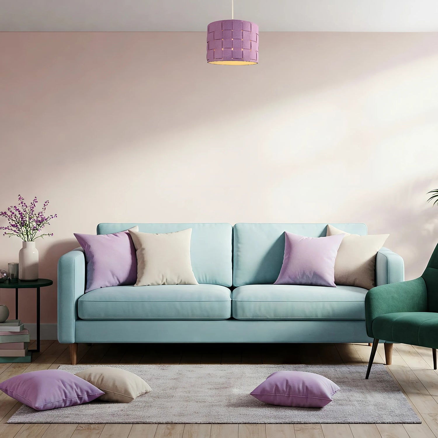 Modern Designer Woven Cross Hatch Felt Drum 10 Inch Lamp Shade in Soft Lilac Image 7