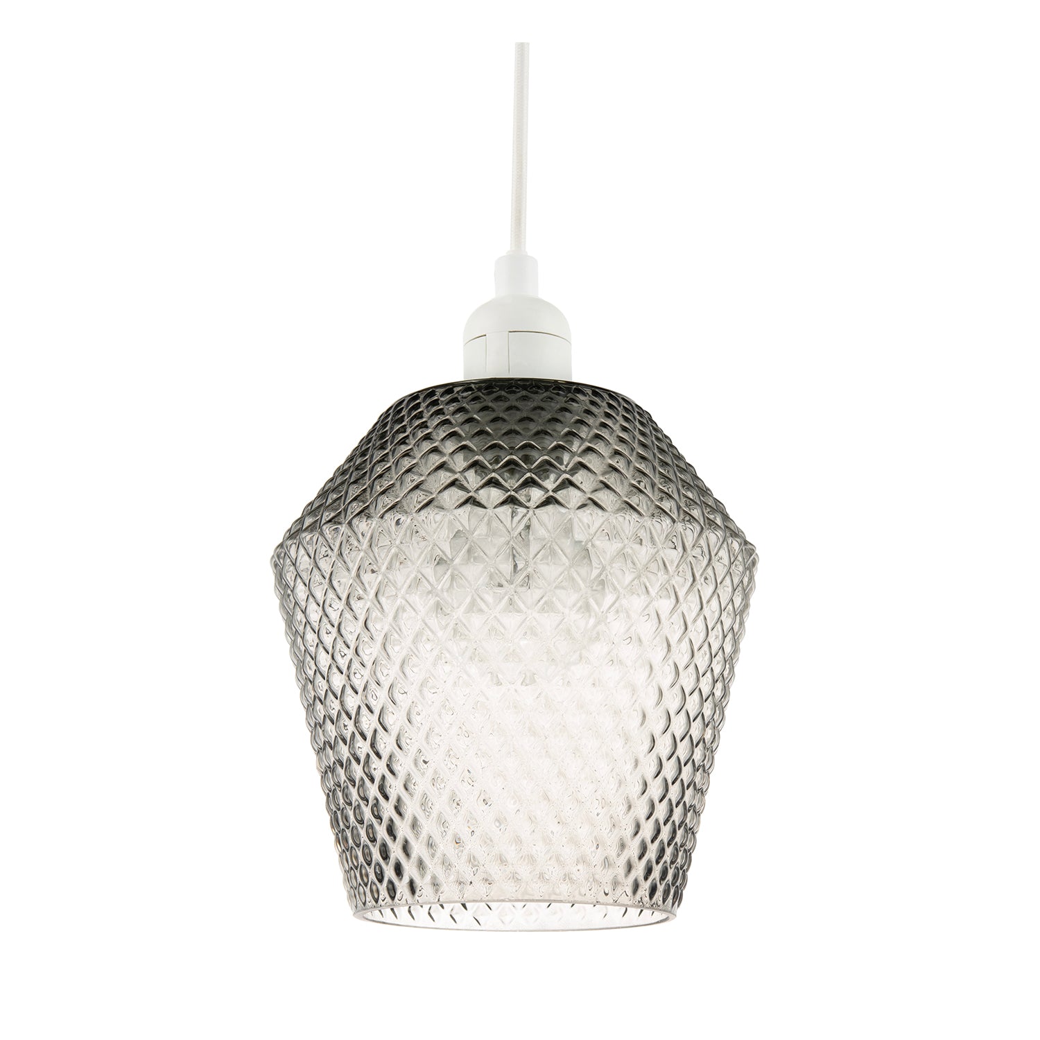 Modern and Compact Diamond Design Smoked Grey Glass Pendant Shade Image 1