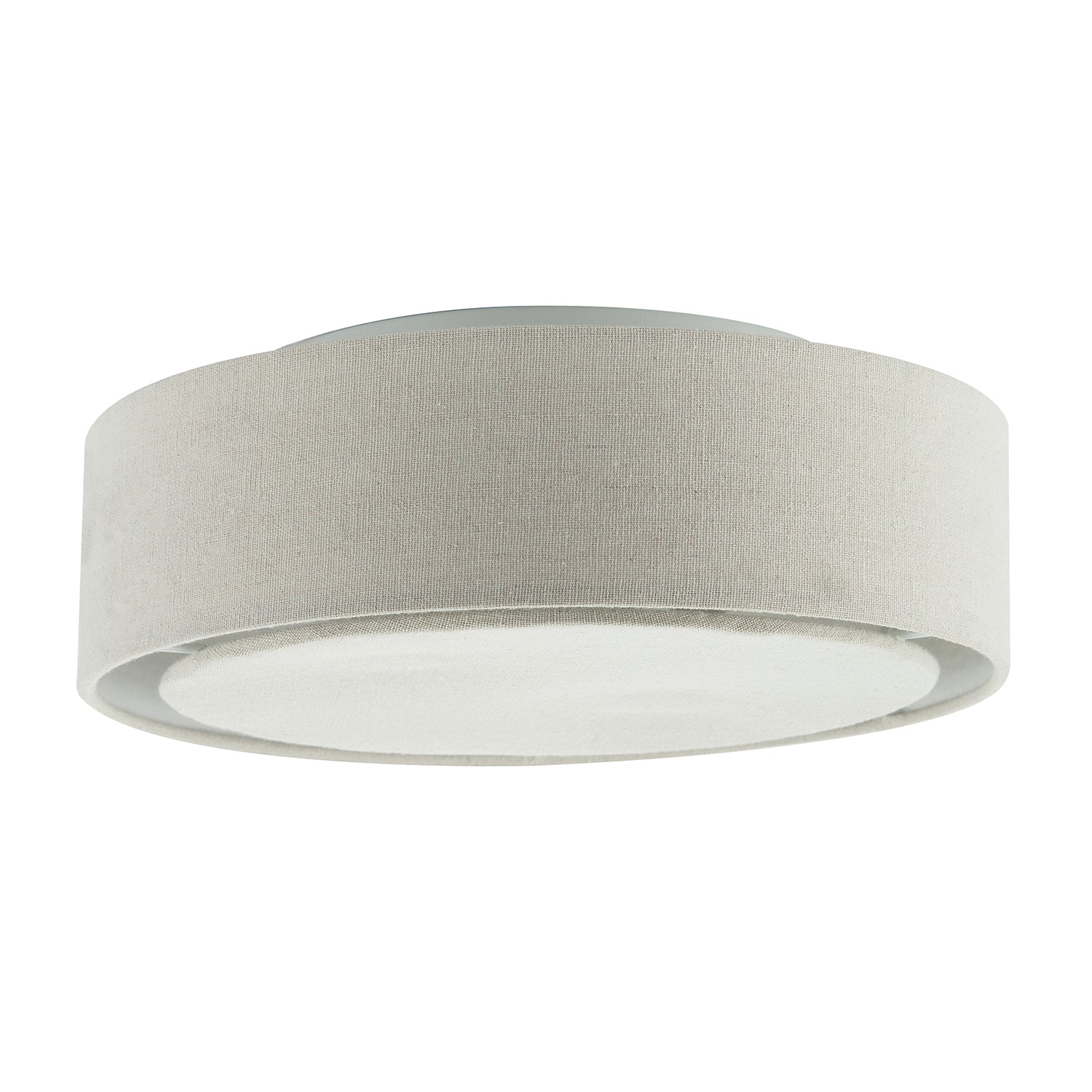 Modern Flush Linen Fabric Ceiling Light Fitting with Diffuser Plate Image 2