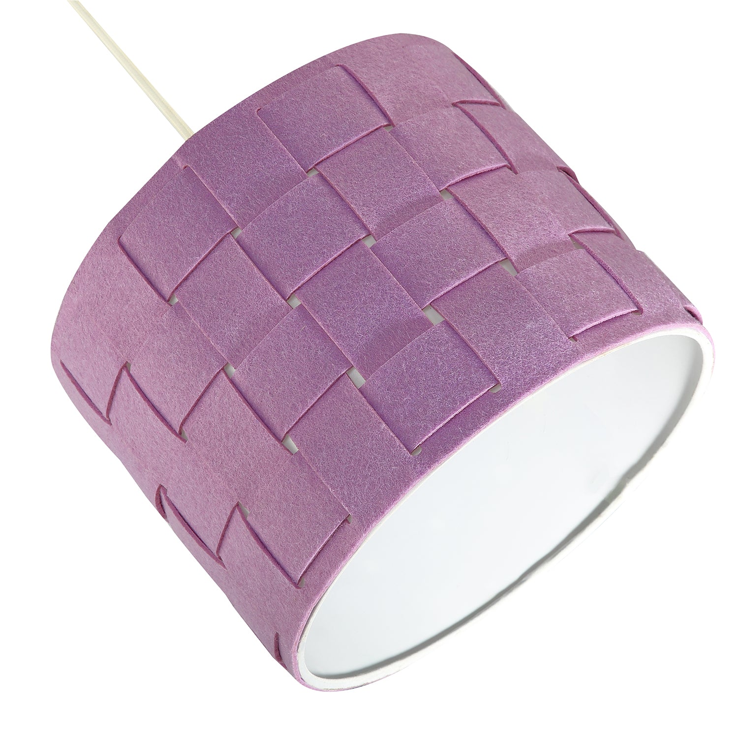 Modern Designer Woven Cross Hatch Felt Drum 10 Inch Lamp Shade in Soft Lilac Image 5