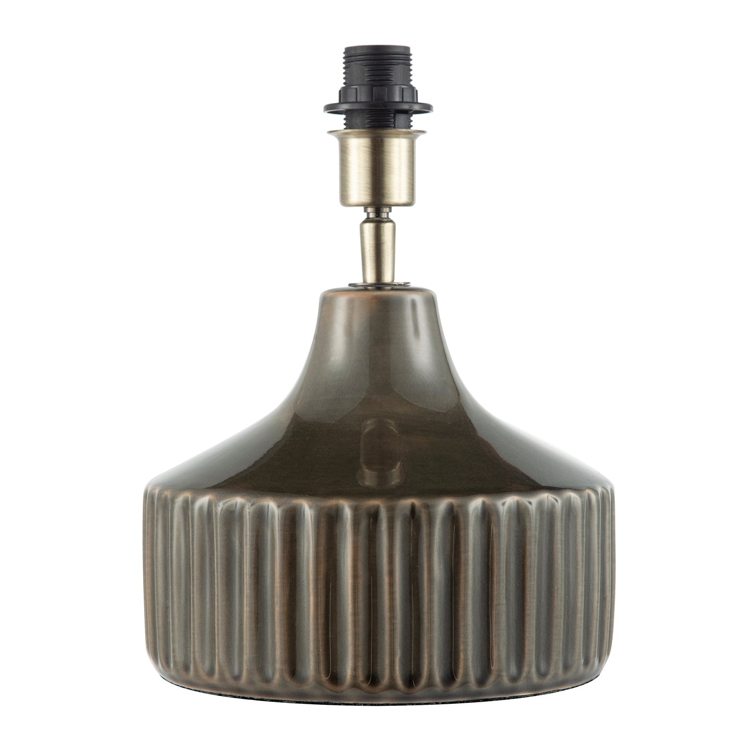 Deep Forest Green Ceramic Gloss Lamp Base with Brass Lamp Holder Image 1