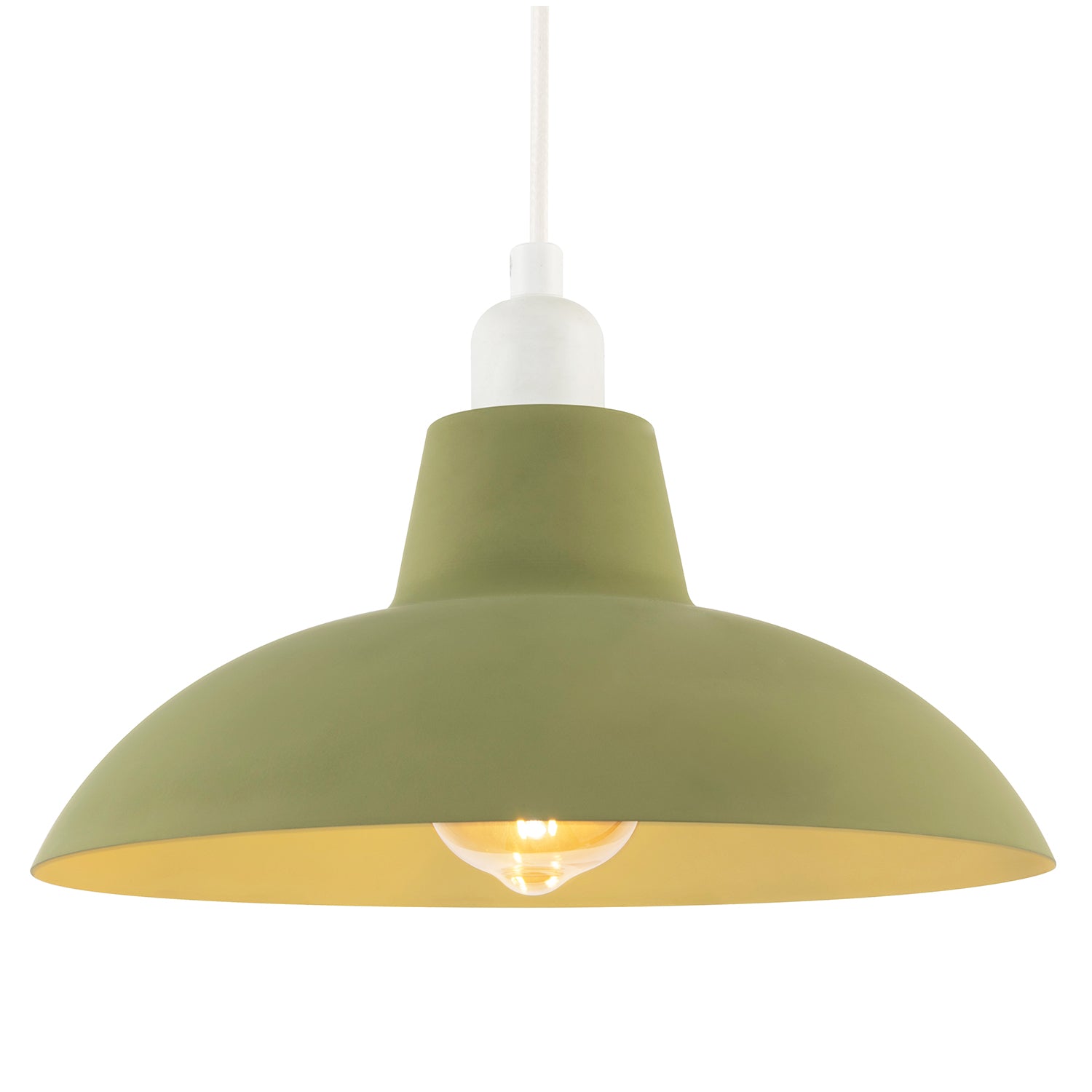Industrial Retro Designed Matte Olive Curved Metal Pendant Light Shade Image 2