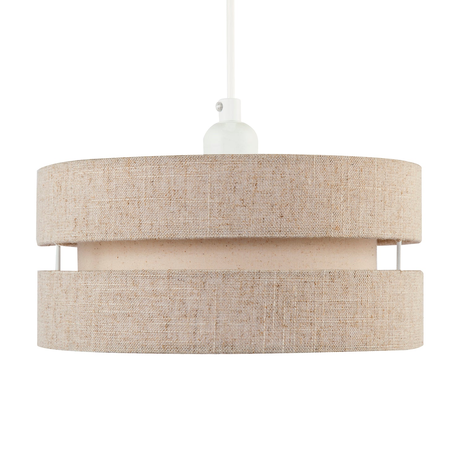 Modern Natural Textured Oatmeal Linen Triple Tier Pendant Light Shade Image 1