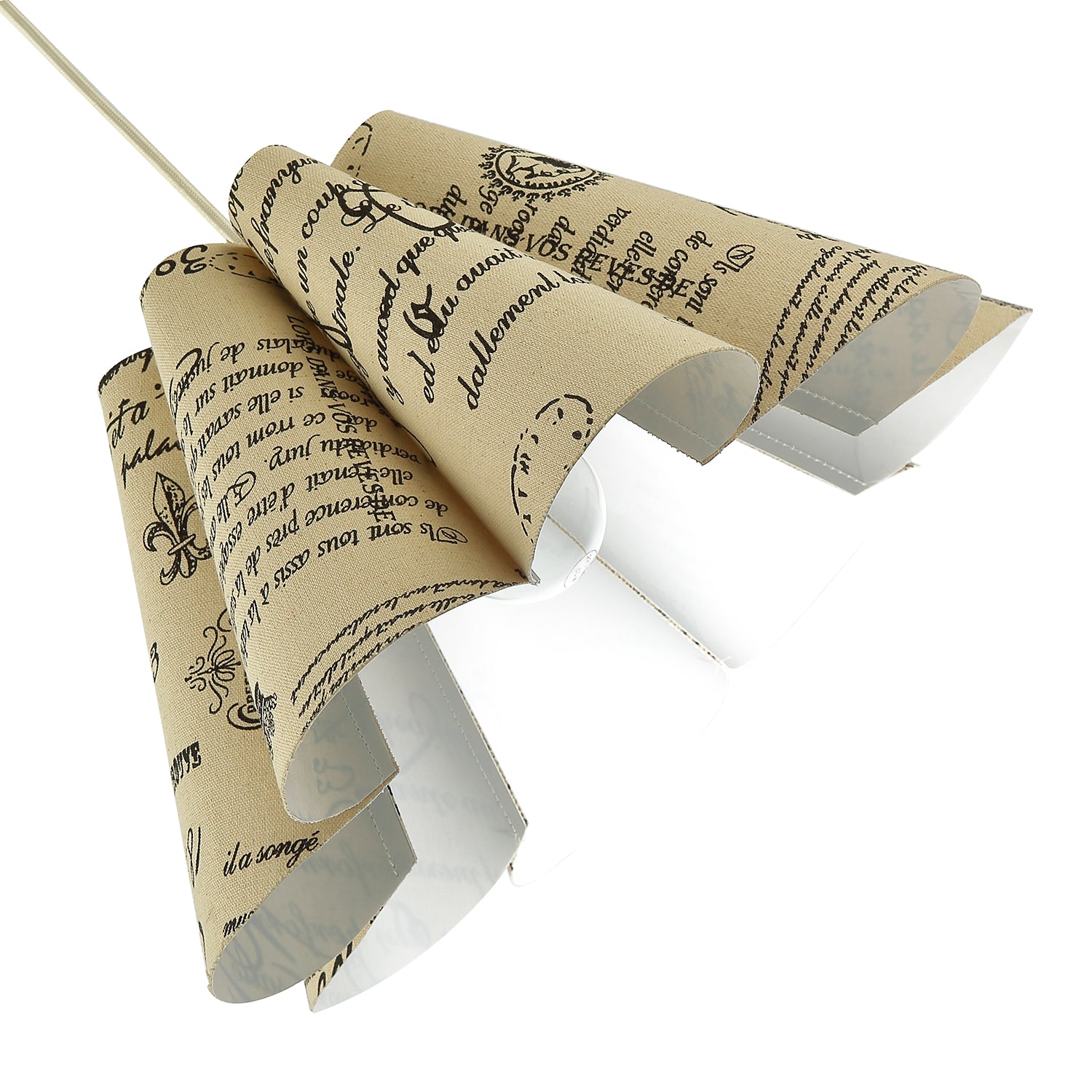 Vintage France Theme Linen Pendant Shade with Black Scroll Wording Image 6