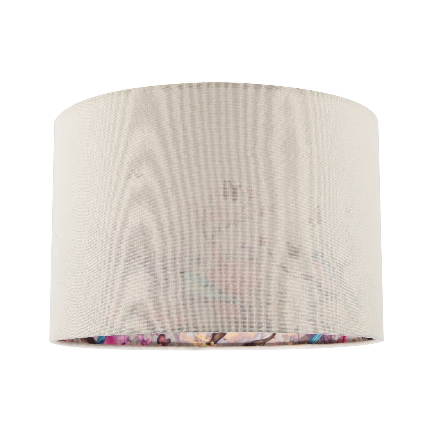 Cream Linen Fabric Lamp Shade with Inner Cotton Colourful Floral Print Image 1