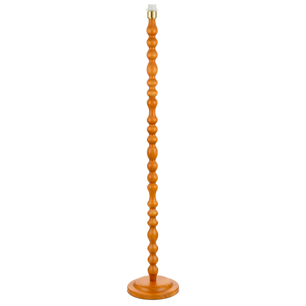 Oak Wooden Classic Standing Floor Lamp Base with Rippled Pole Design Image 1