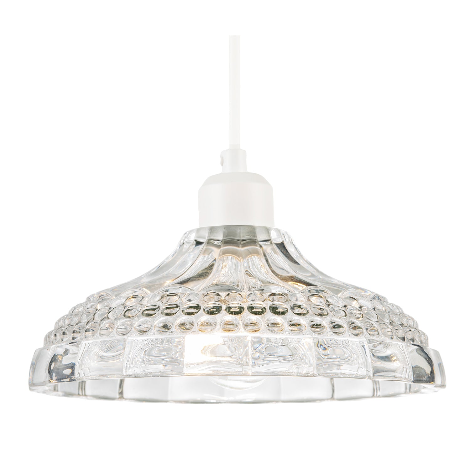 Modern Clear Textured Glass Dome Pendant Light Shade with Bubble Decor Image 2