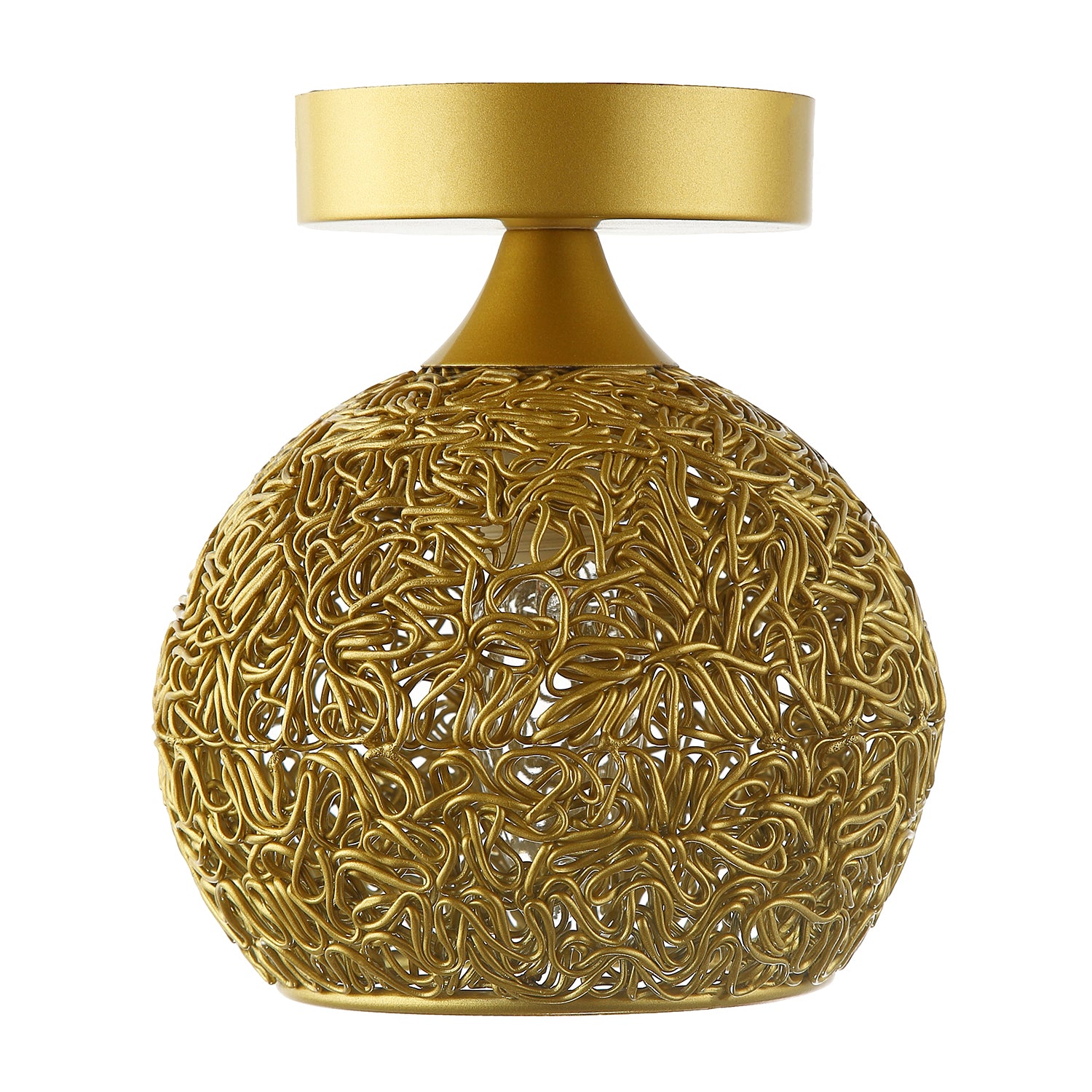 Modern Satin Gold Ceiling Light Fitting with Twisting Metal Shade Image 3