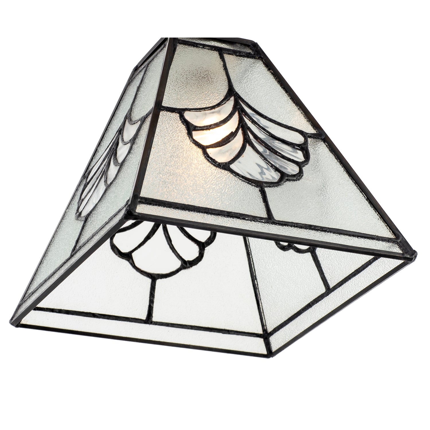 Traditional Clear Glass Tiffany Pendant Light Shade with Floral Panels Image 3