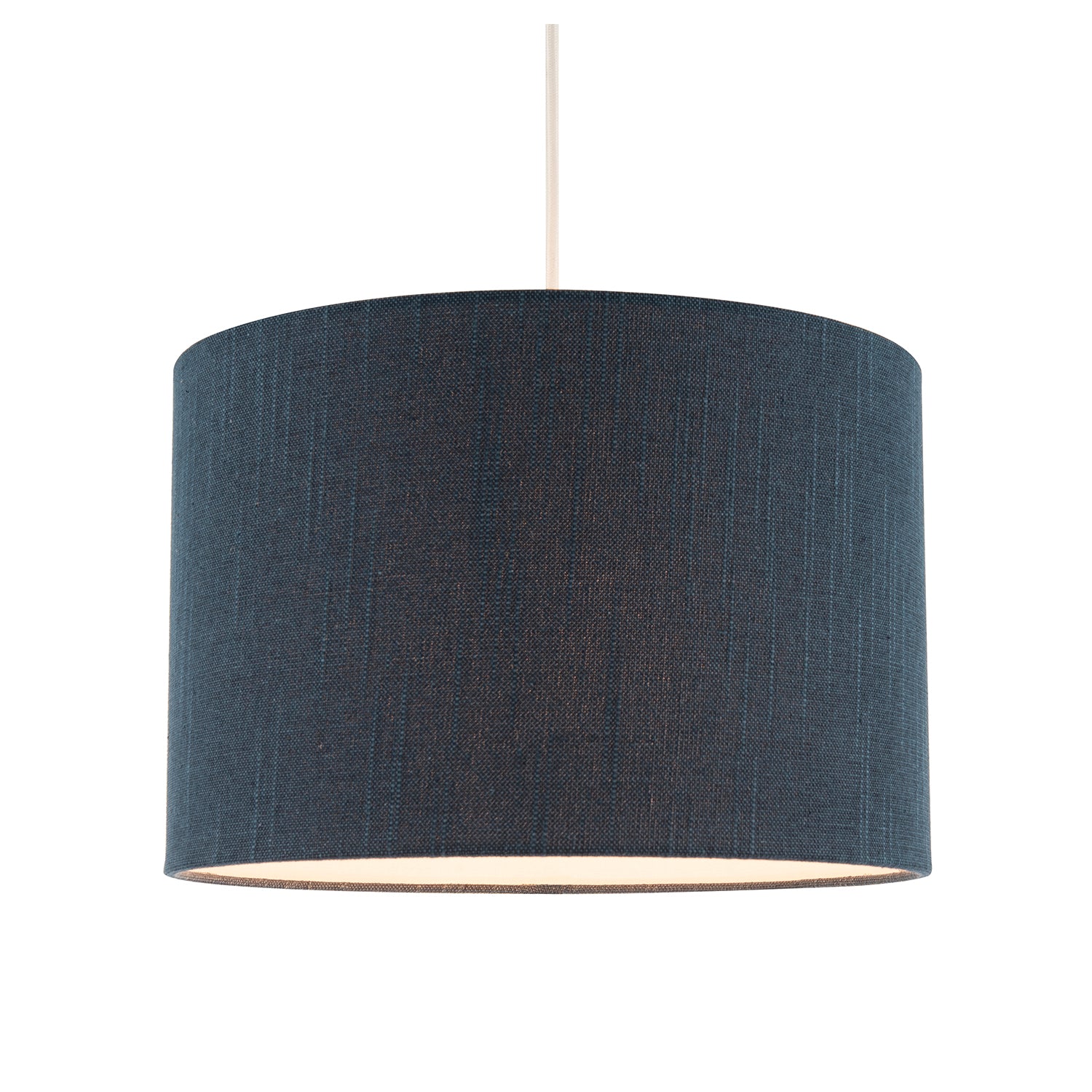 Dark Navy Blue Textured Linen Fabric Lamp Shade with Cotton Lining Image 2