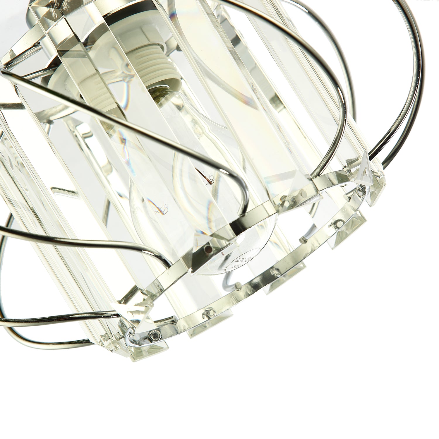 Modern Polished Chrome Ceiling Light Fitting with Clear Crystal Glass Image 3