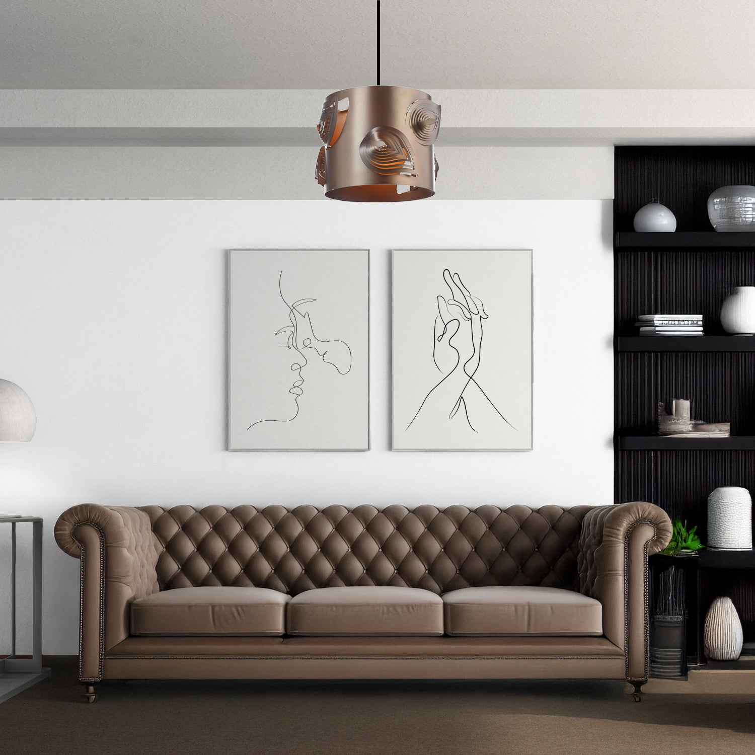 Matte Bronze Solid Metal Easy Fit Pendant Shade with Laser Cut Leaves Image 6