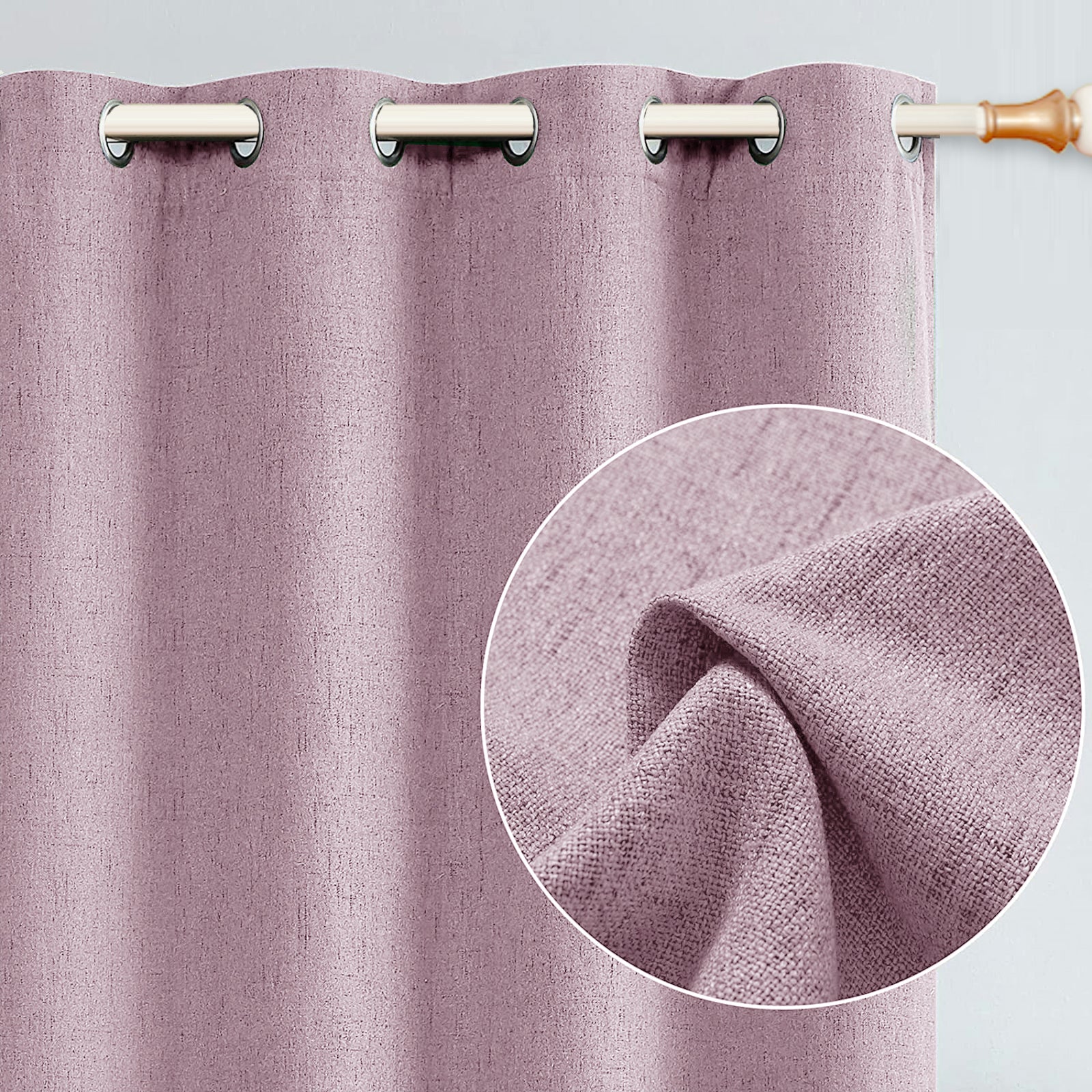 Lilac Lined Blackout Eyelet Curtains - 46 x 54 Inch Drop - 2 Panel Image 2