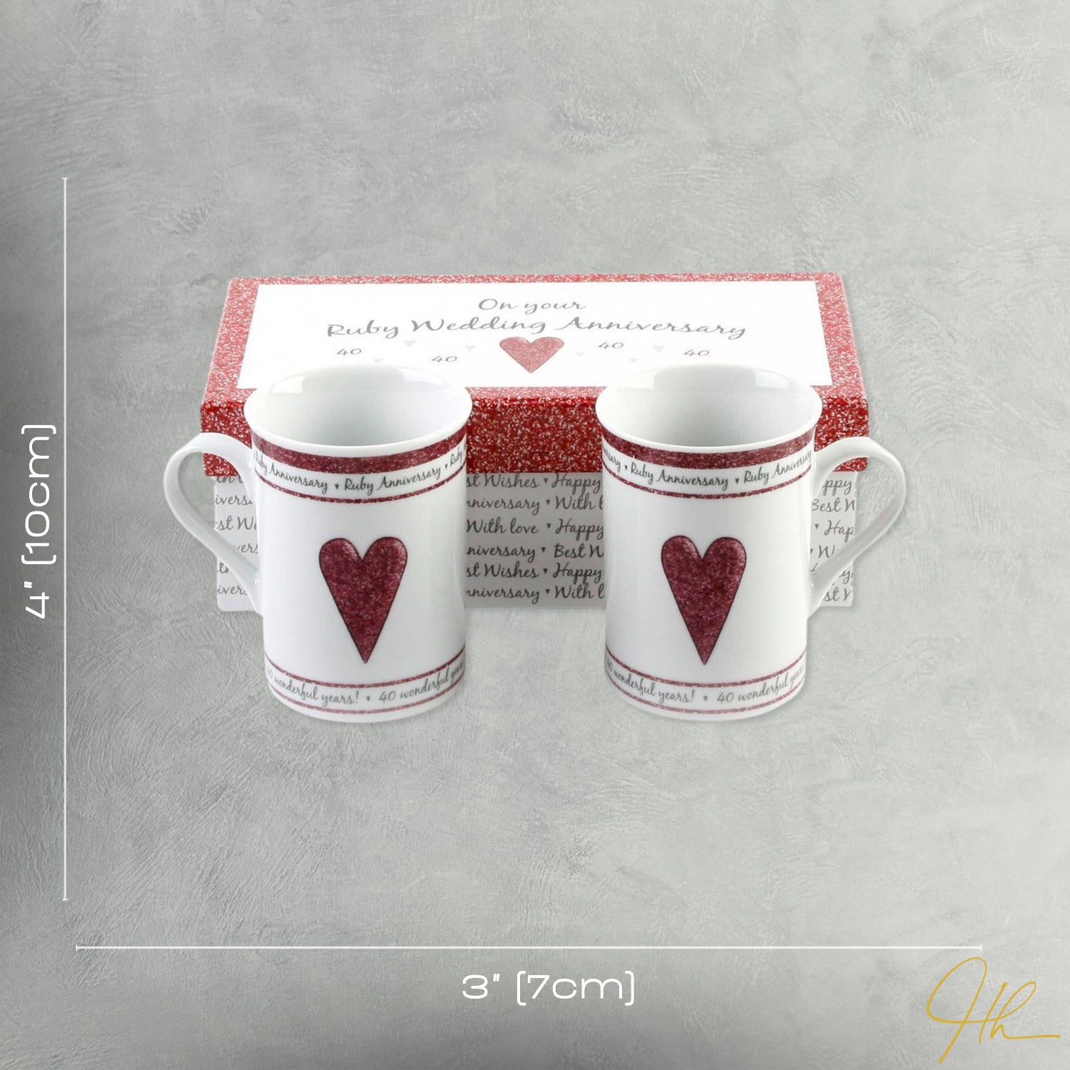 Beautifully Designed 40th Ruby Anniversary Mug Set with Matching Gift Box Image 7