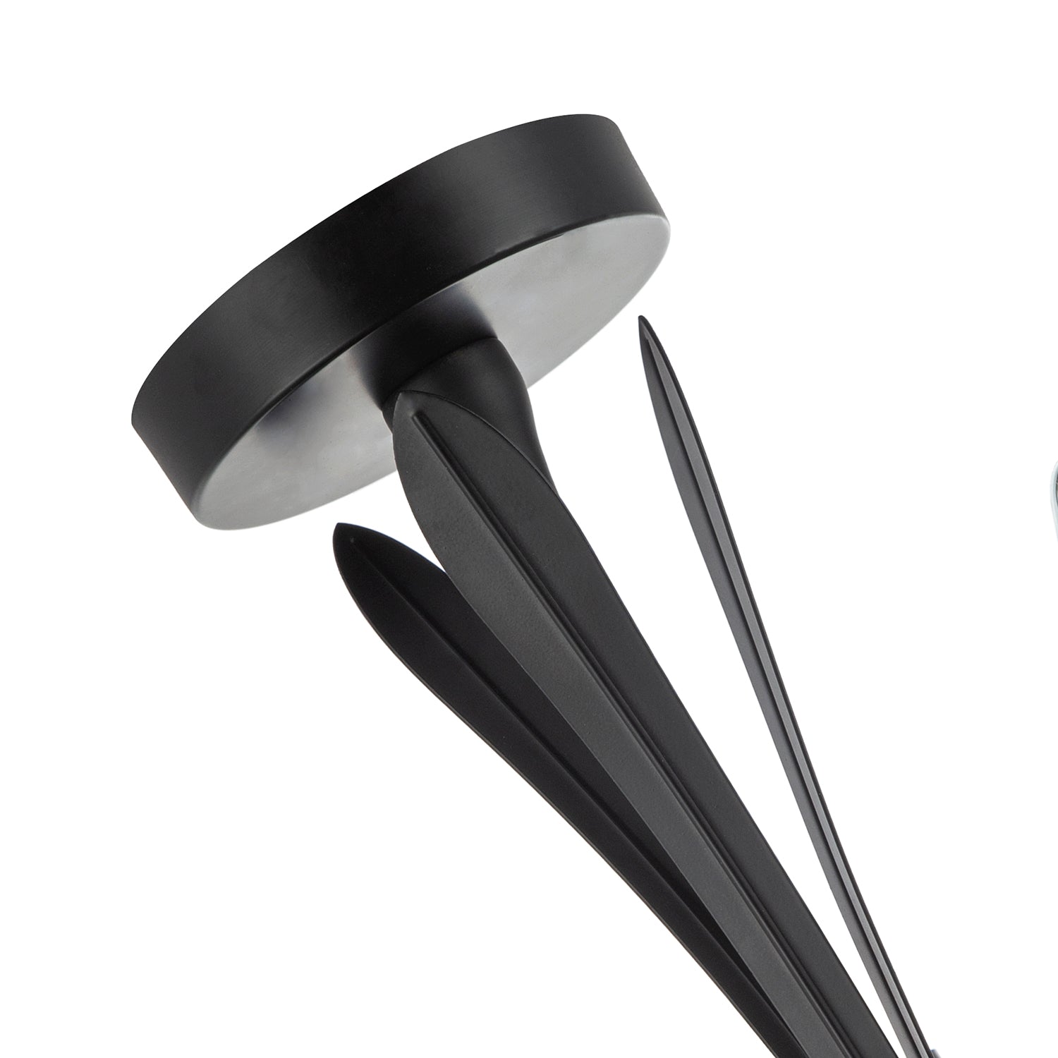 Traditional 3-Arm Ceiling Light in Matte Black with Metal Leaves Image 3