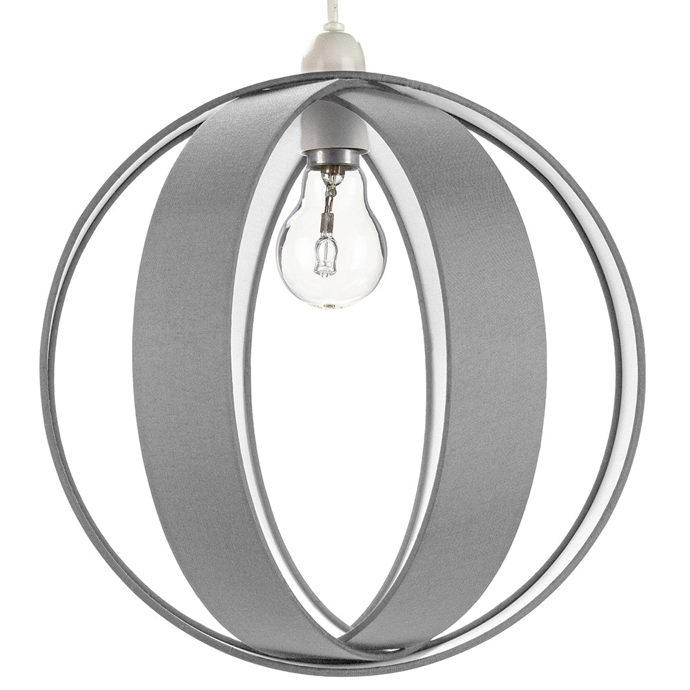 Modern Grey Faux Silk Fabric Cocoon Globe Design Ceiling Pendant Light Shade Image 1