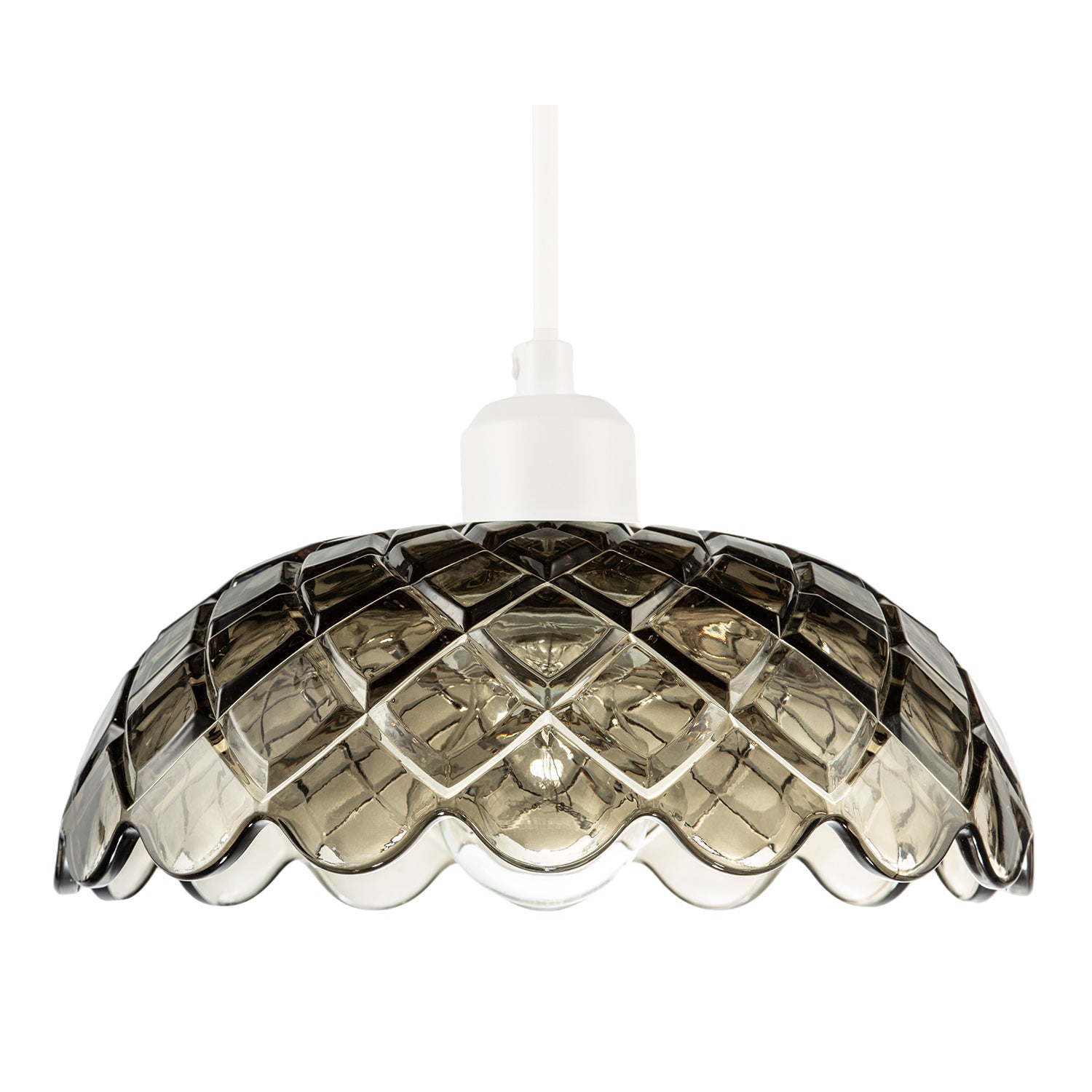 Smoked Grey Pendant Lighting Shade with Scalloped Edge Silhouette Image 1