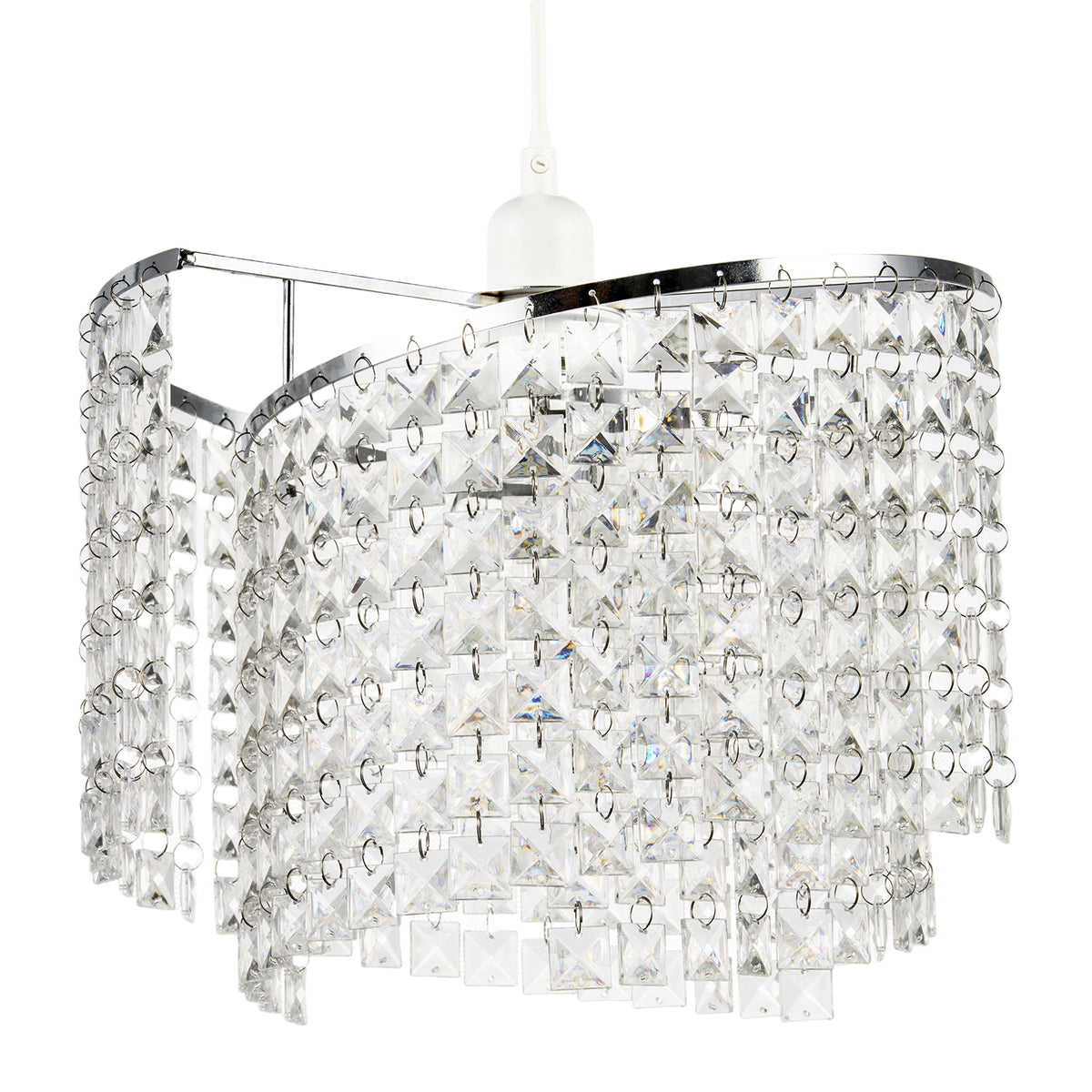 Modern Chrome Chandelier Pendant Shade with Cascading Acrylic Panels Image 1