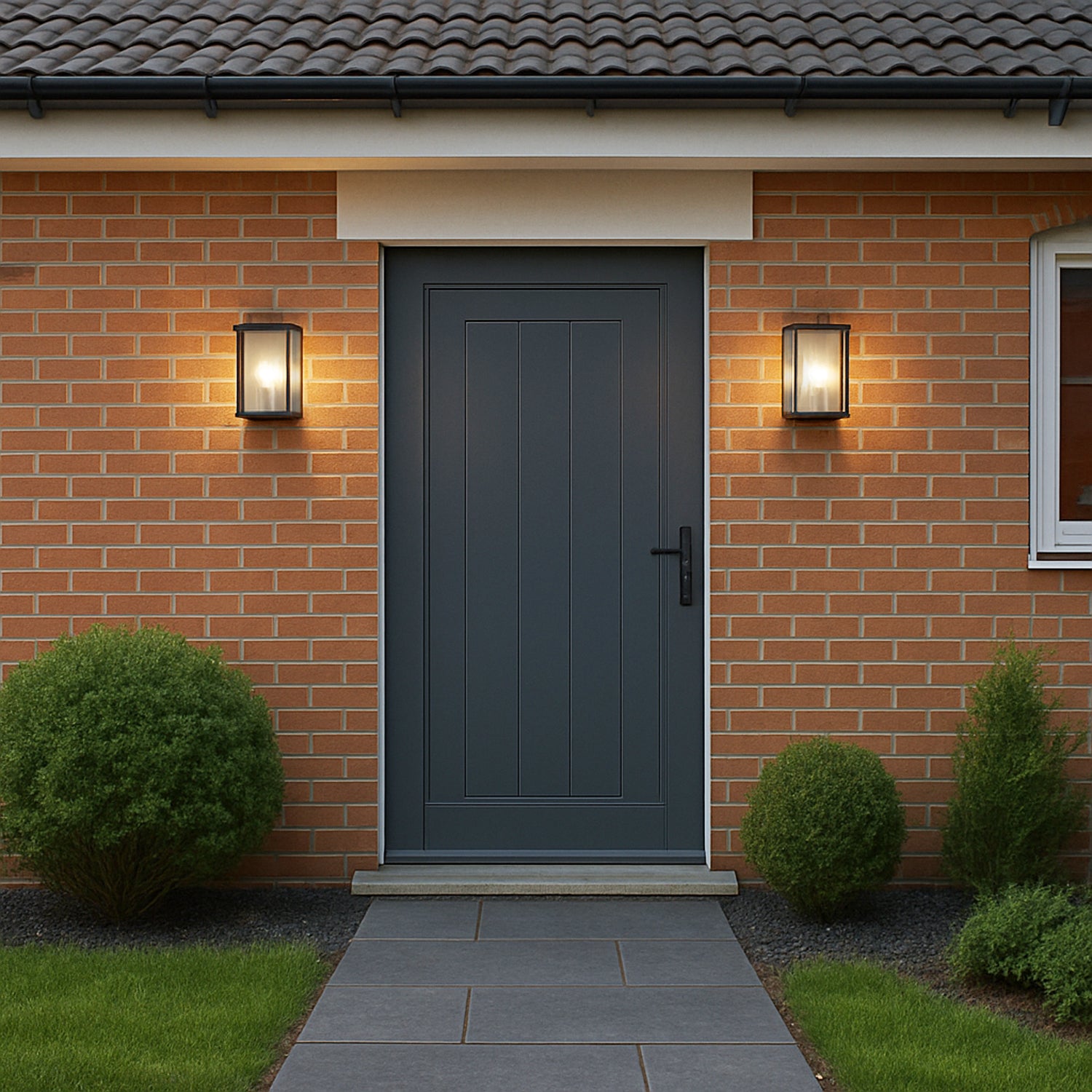 Modern Exterior Flush Wall Light Lantern in Matte Black with Clear Glass Panels Image 6