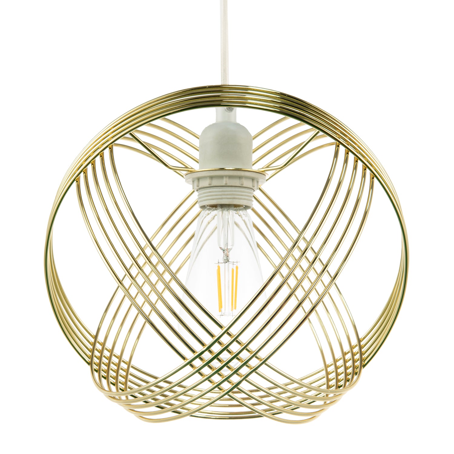 Polished Plated Gold Spherical Pendant Light Shade with 4-Ring Design Image 2