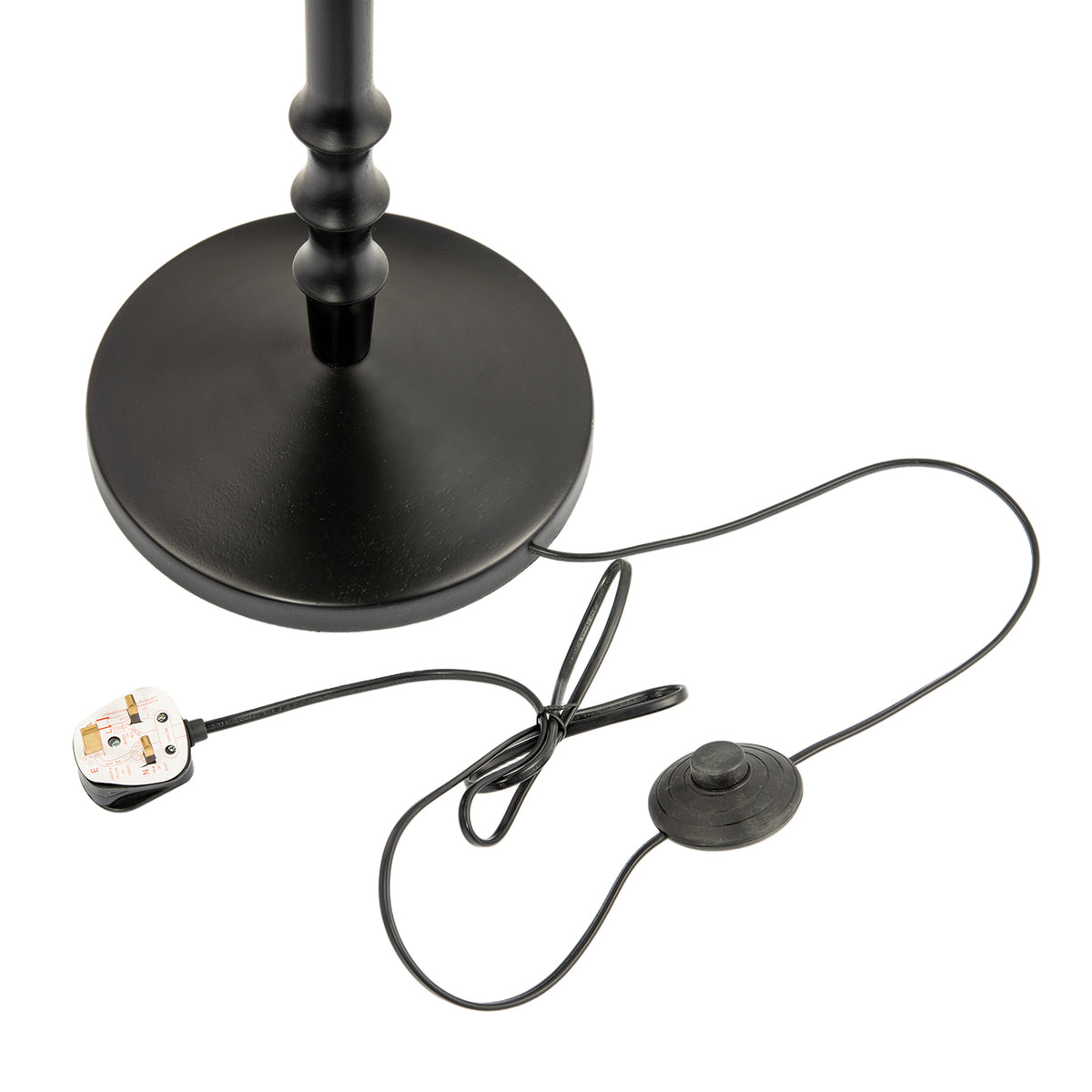 Classic Black Ash Wooden Floor Lamp with Velvet Victorian Style Shade Image 5