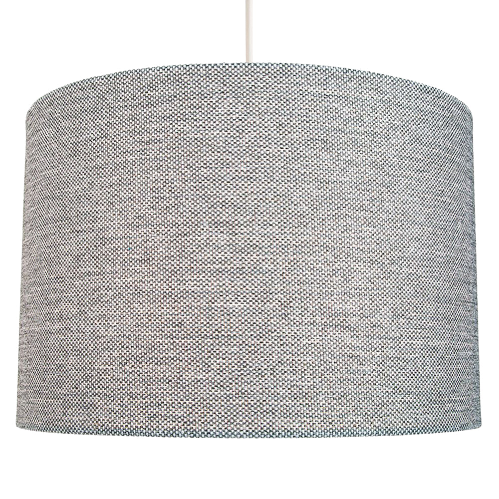 Modern and Sleek 35cm Width Light Grey Linen Fabric Drum Lamp Shade 60w Maximum Image 2