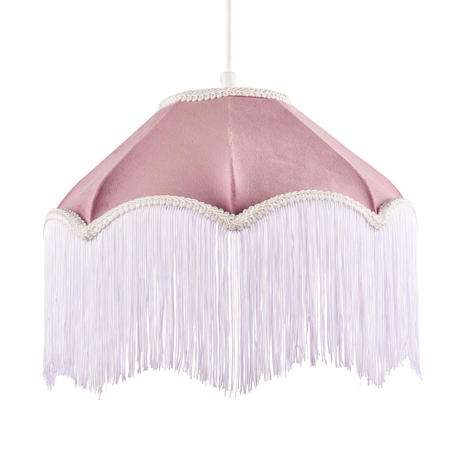 Classic Chic Victorian Shape Pendant Light Shade in Blush Pink Velvet Image 2
