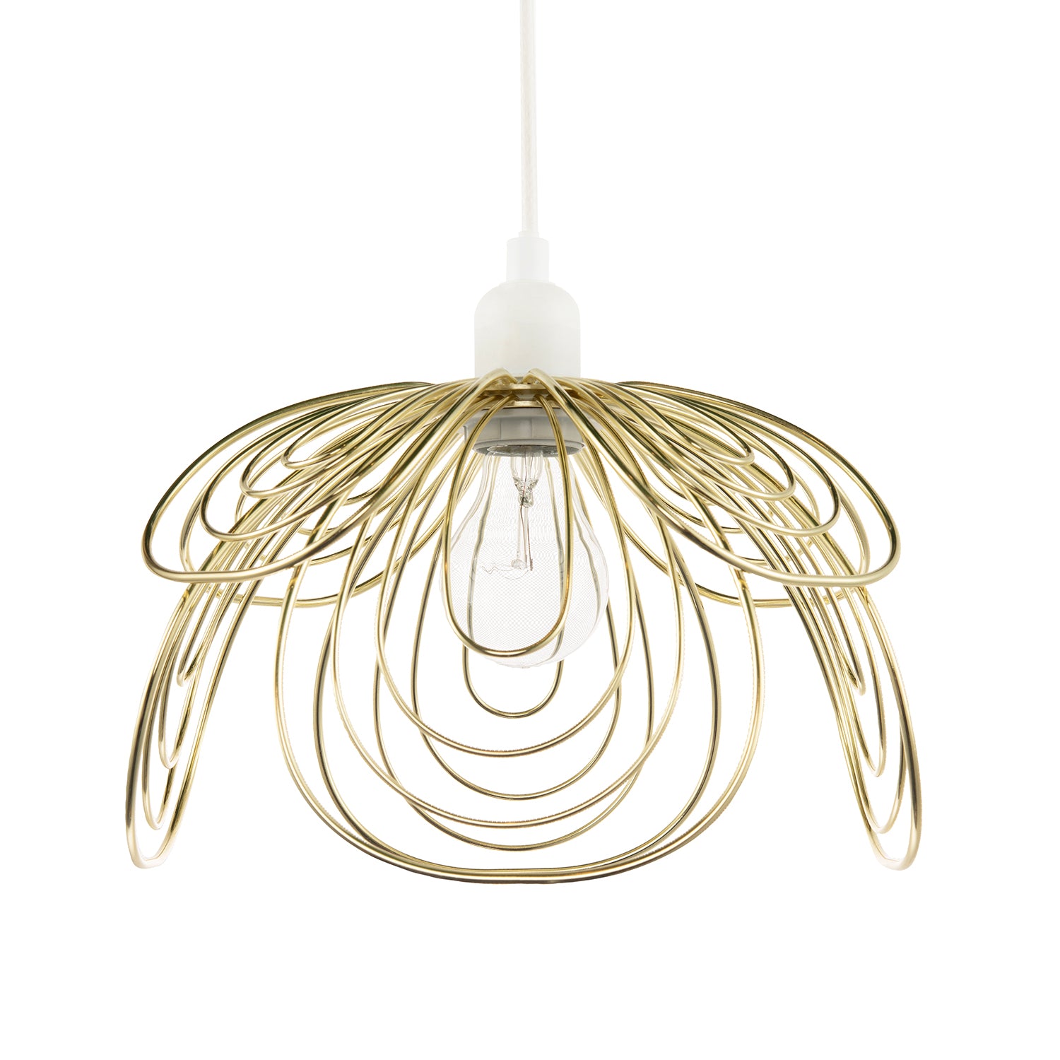 Polished Gold Metal Wire Overlapping Petal Ceiling Pendant Light Shade Image 2