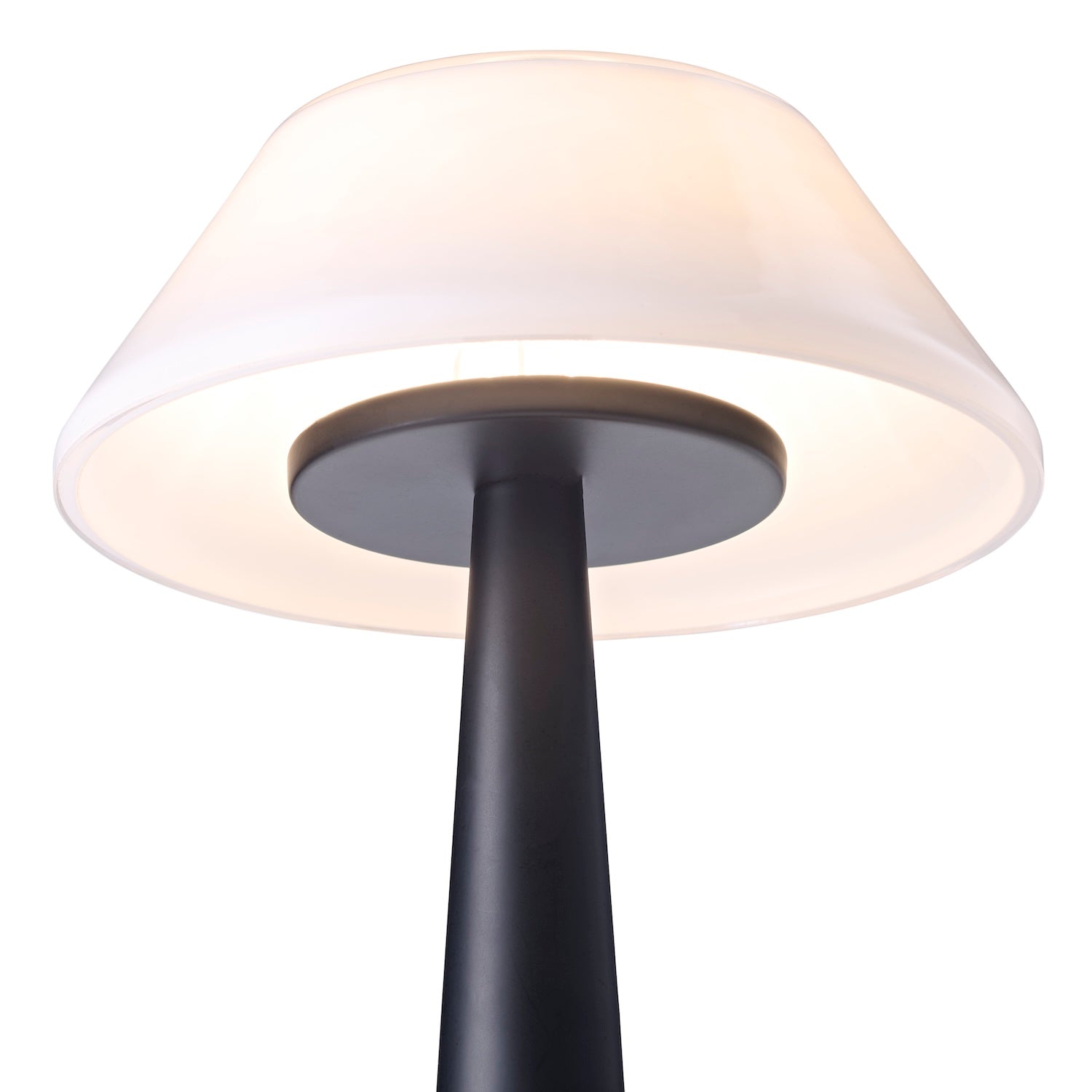 Matt Black Rechargeable Touch Dimmable Table Lamp with Opal White Domed Shade Image 2