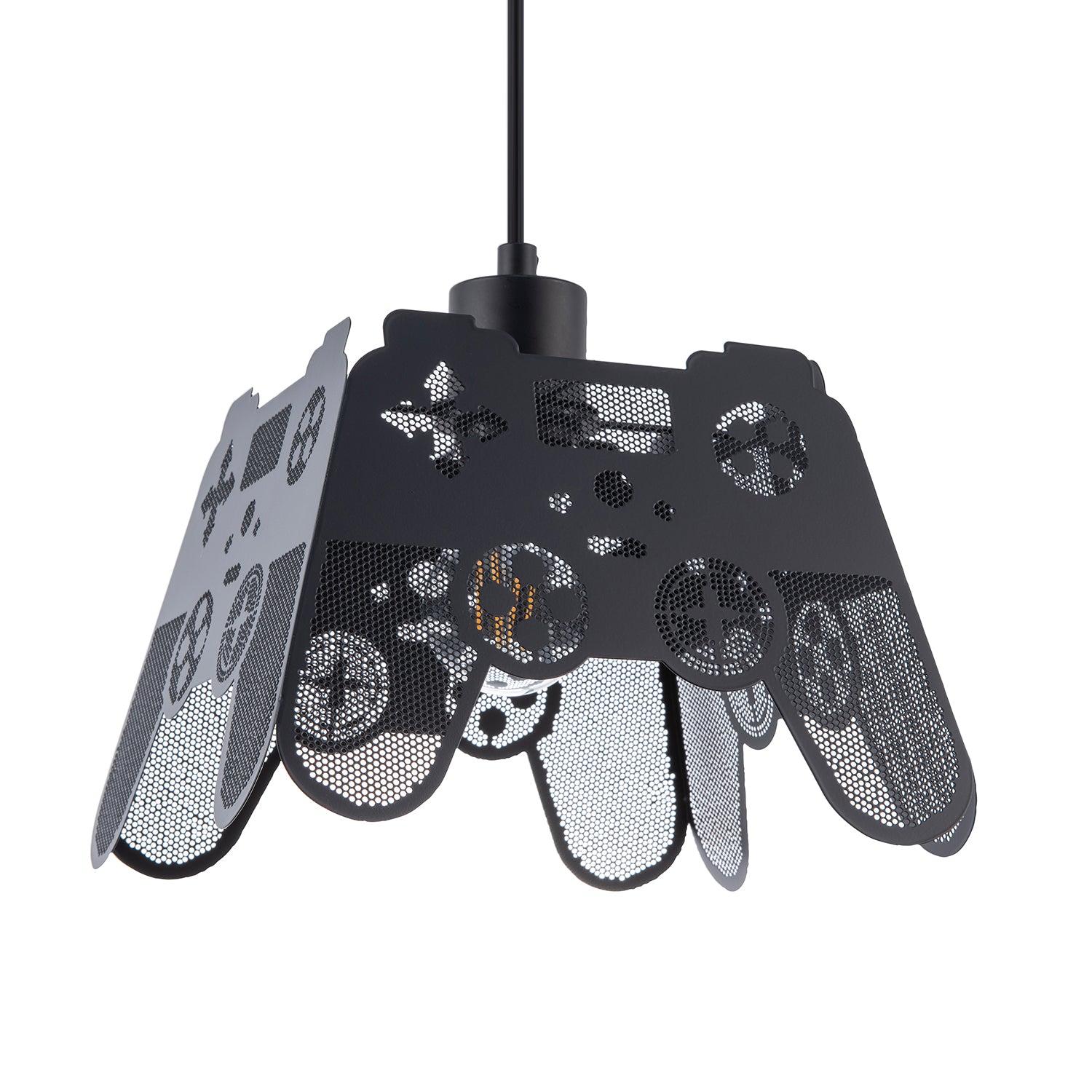 Modern Matte Black Game Controller Pendant Shade with Laser Cut Holes Image 1