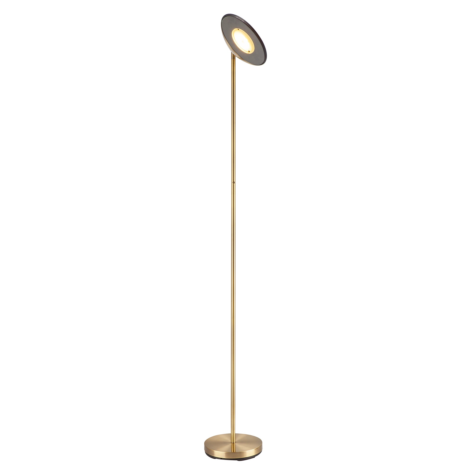 Modern Uplighter Floor Lamp in Antique Brass with Memory Dimmer Button Image 2
