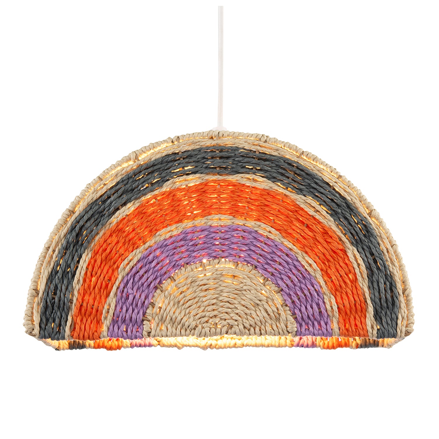 Multi Coloured Rainbow Stripes Childrens Ceiling Pendant Light Shade Image 2