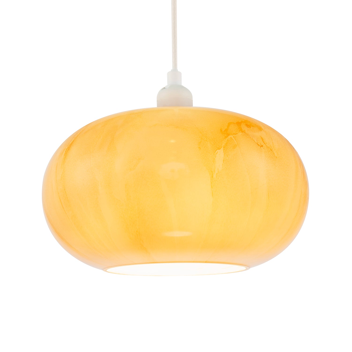 Amber Tinted Alabaster Glass Pendant Shade with Marble Effect Finish Image 2