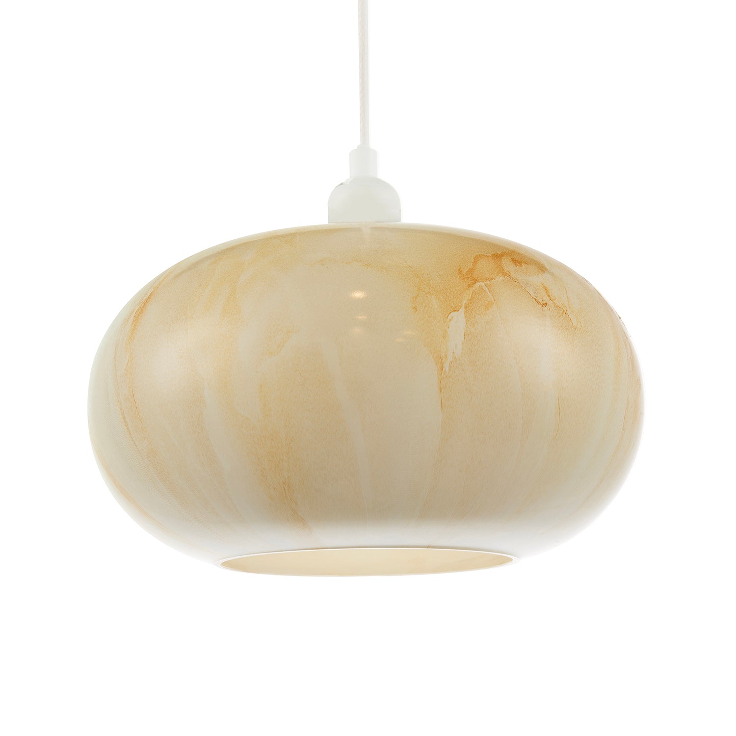 Amber Tinted Alabaster Glass Pendant Shade with Marble Effect Finish Image 1