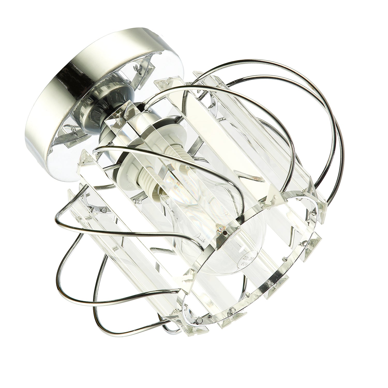 Modern Polished Chrome Ceiling Light Fitting with Clear Crystal Glass Image 5