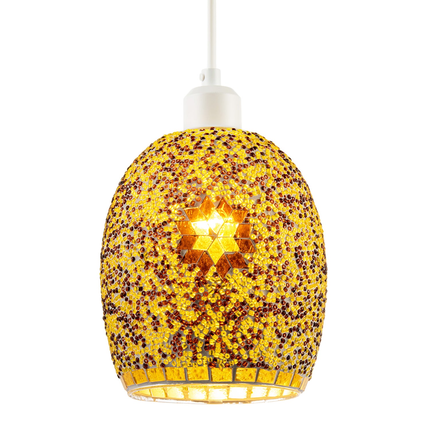 Dome Shaped Pendant Light Shade with Glass Mosaic Beaded Construction Image 2