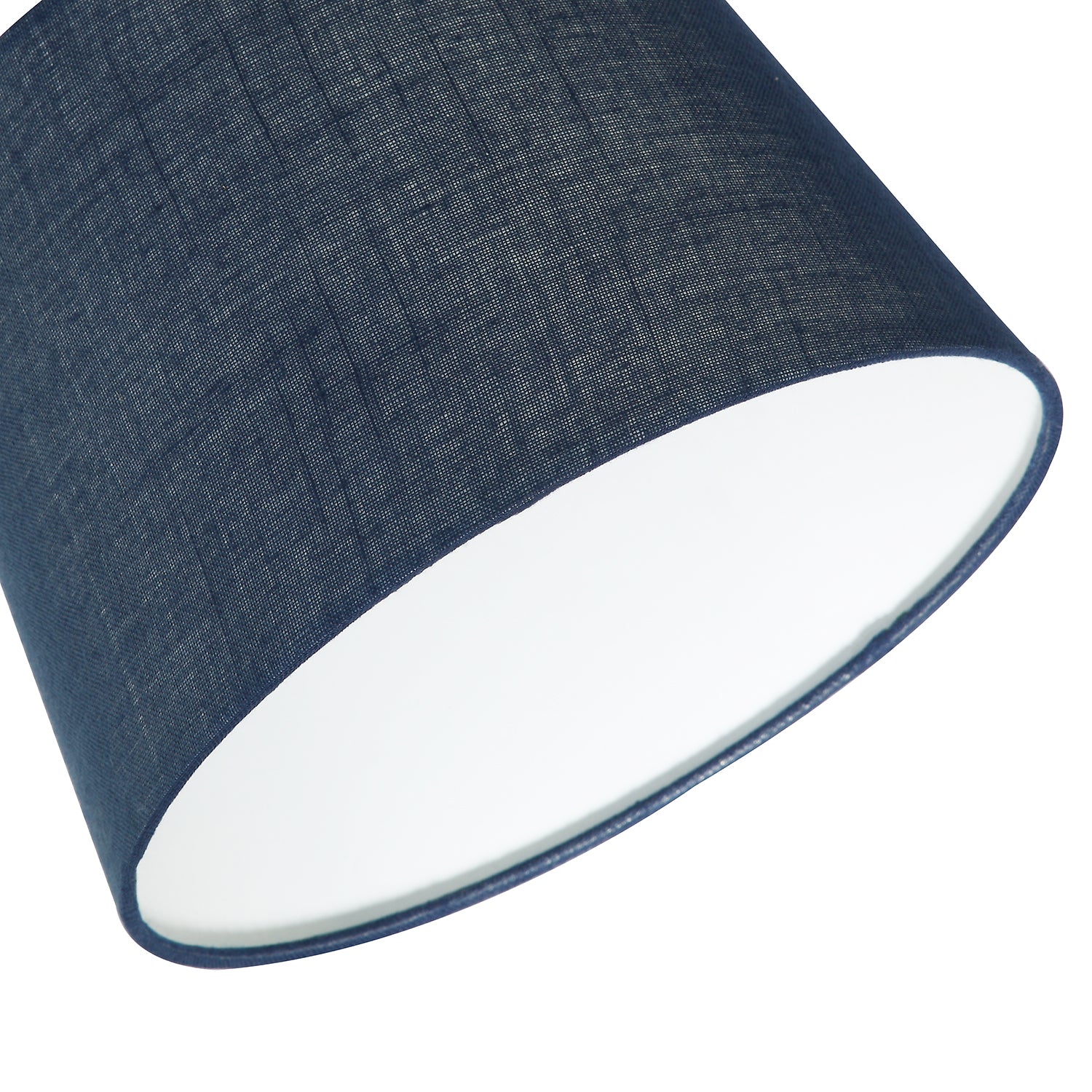 Modern Denim Effect Navy Midnight Blue Linen Fabric Drum Lamp Shade Image 3