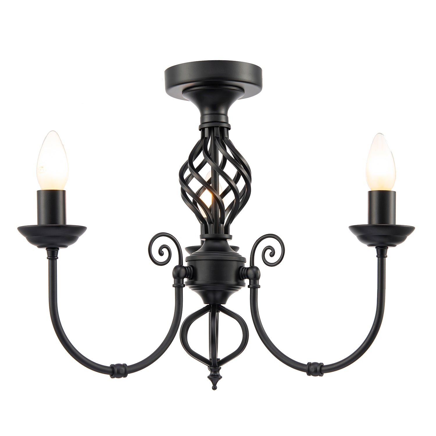 Traditional Classic Matte Black Chandelier Ceiling Light with Twisted Knot Image 2