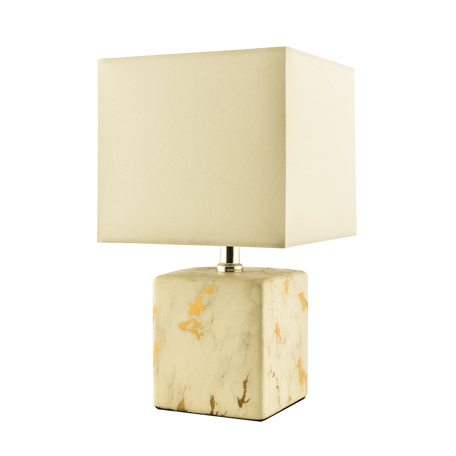 Designer Square Ceramic Table Lamp with Gold Marble Effect Finish Image 2