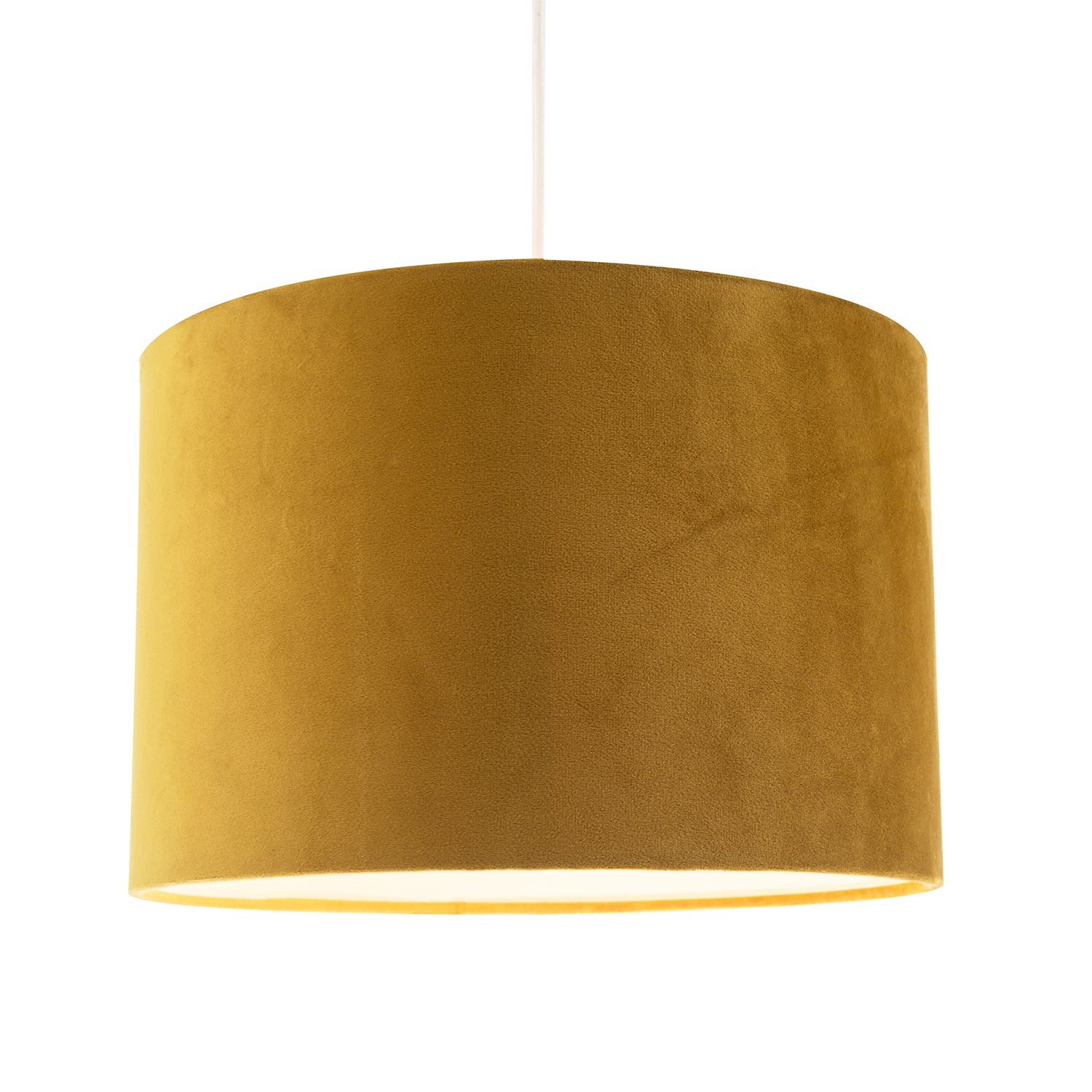 Soft Velvet Dark Mustard Fabric Round Lamp Shade for Table or Pendant Image 2