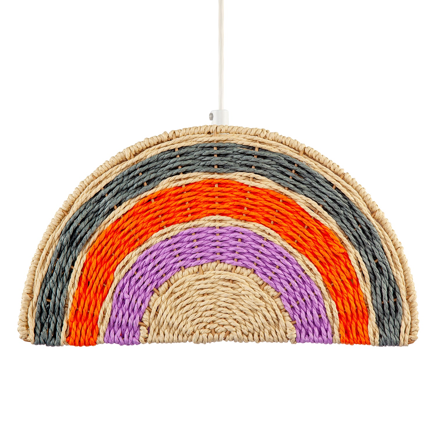 Multi Coloured Rainbow Stripes Childrens Ceiling Pendant Light Shade Image 1