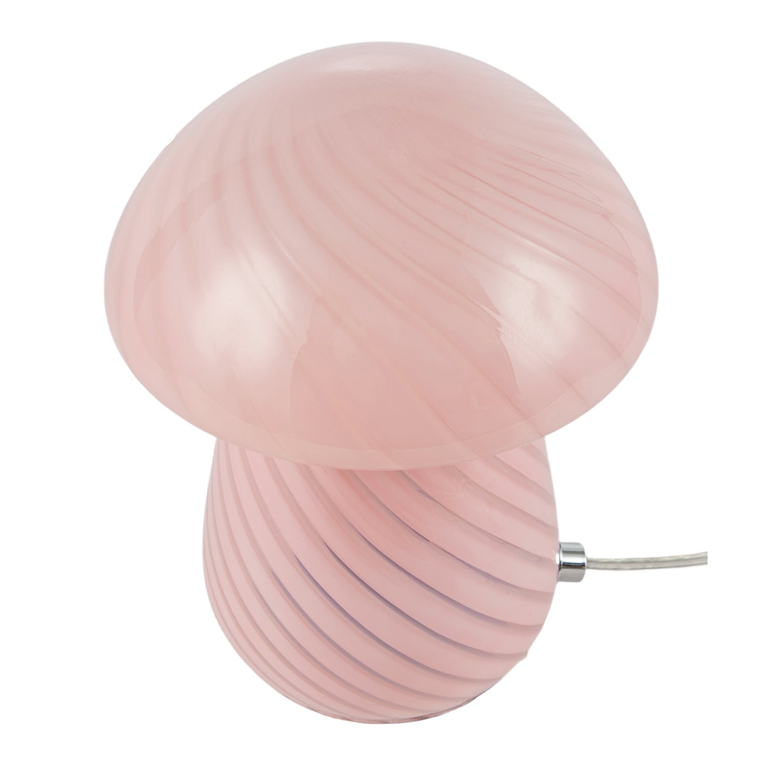 Contemporary Mushroom Glass Table Lamp with Pink Stripe Effect Pattern Image 4