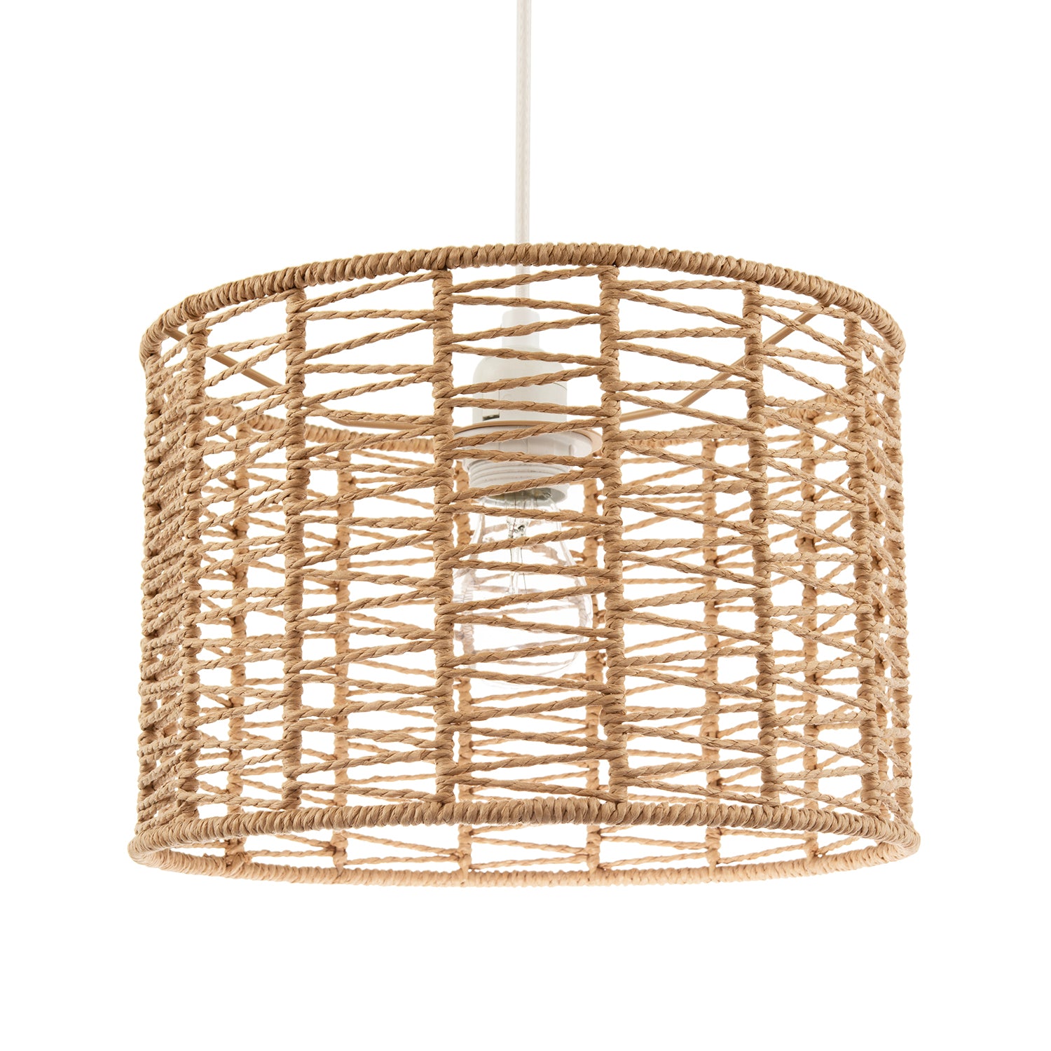 Classic Twisted Brown Paper Pendant Light Shade with Strapped Design Image 1