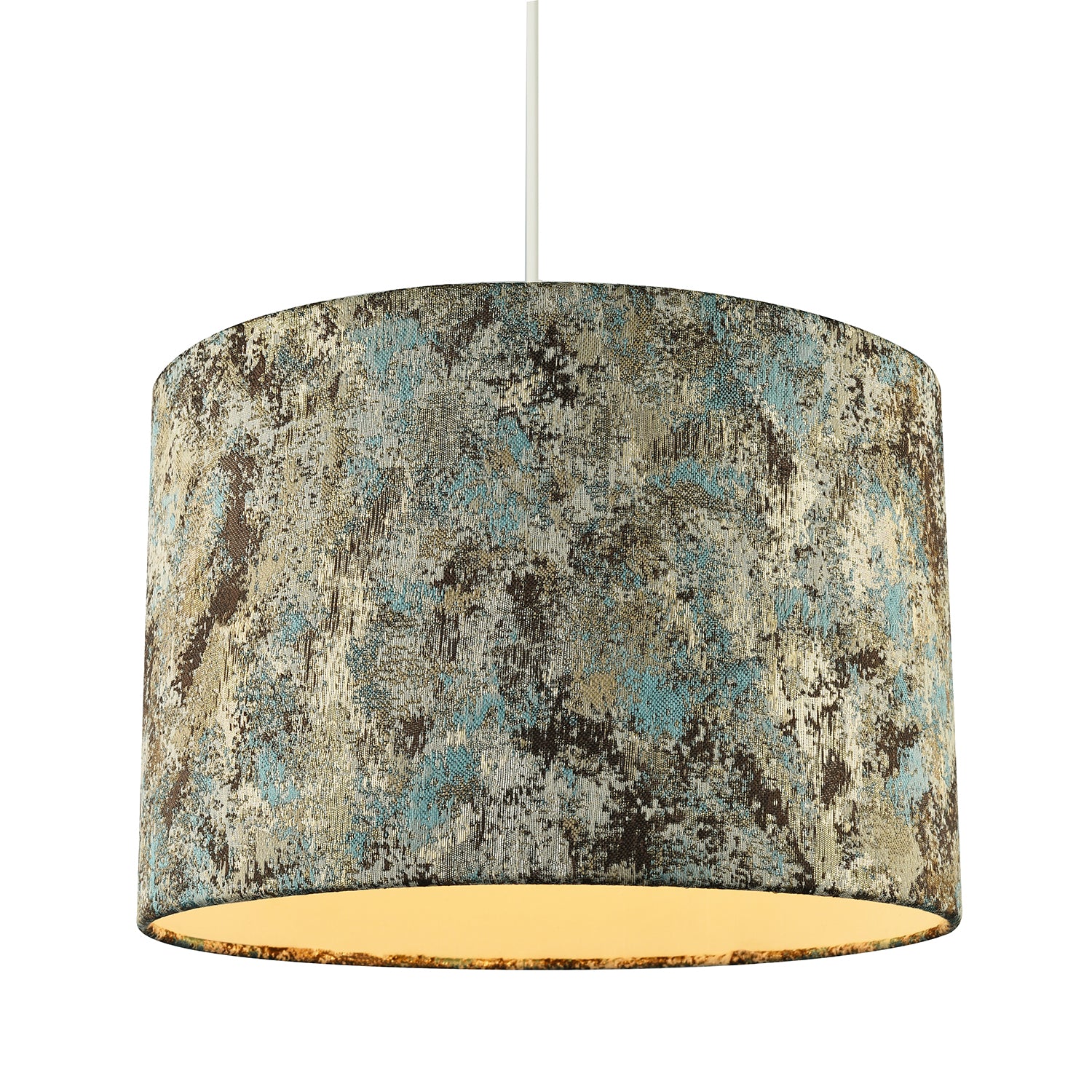 Graphic Designer Round Drum Lamp Shade in Teal Cream and Taupe Colours Image 2