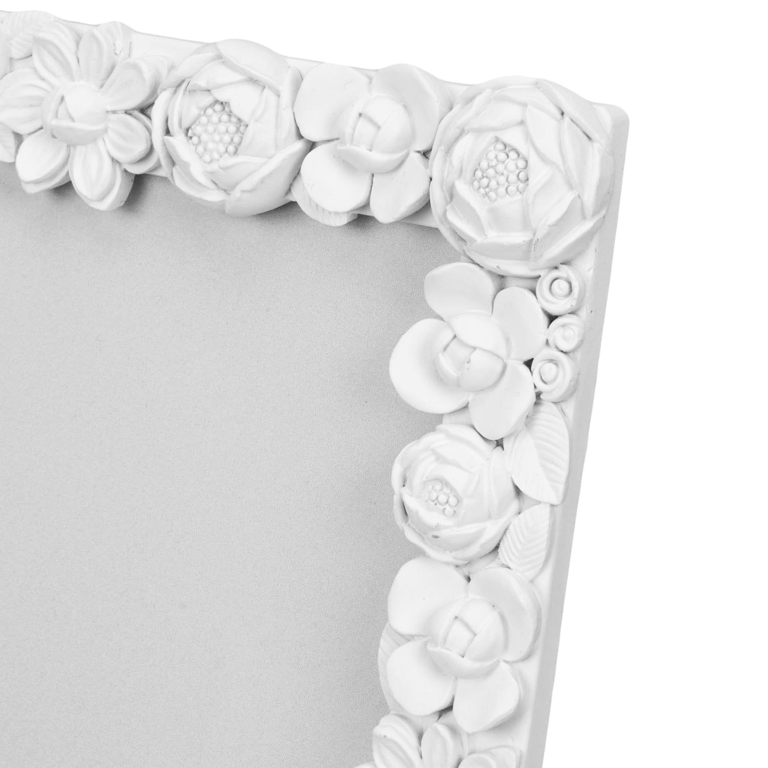 Chic Ivory White Resin 8x10 Picture Frame with Roses Daisies and Floral Accents Image 3