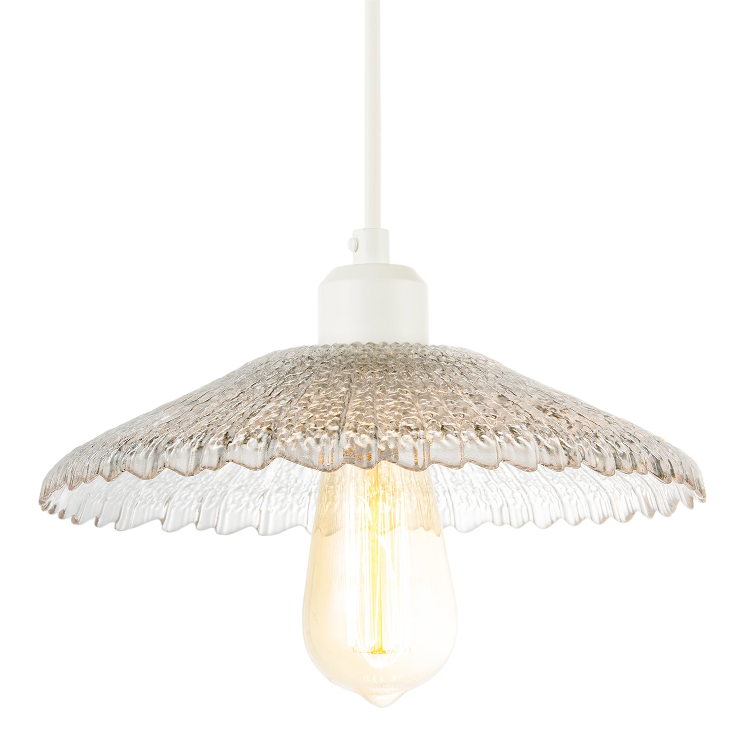 Textured Glass Pendant Shade with Mushroom or Parasol Silhouette Shape Image 2