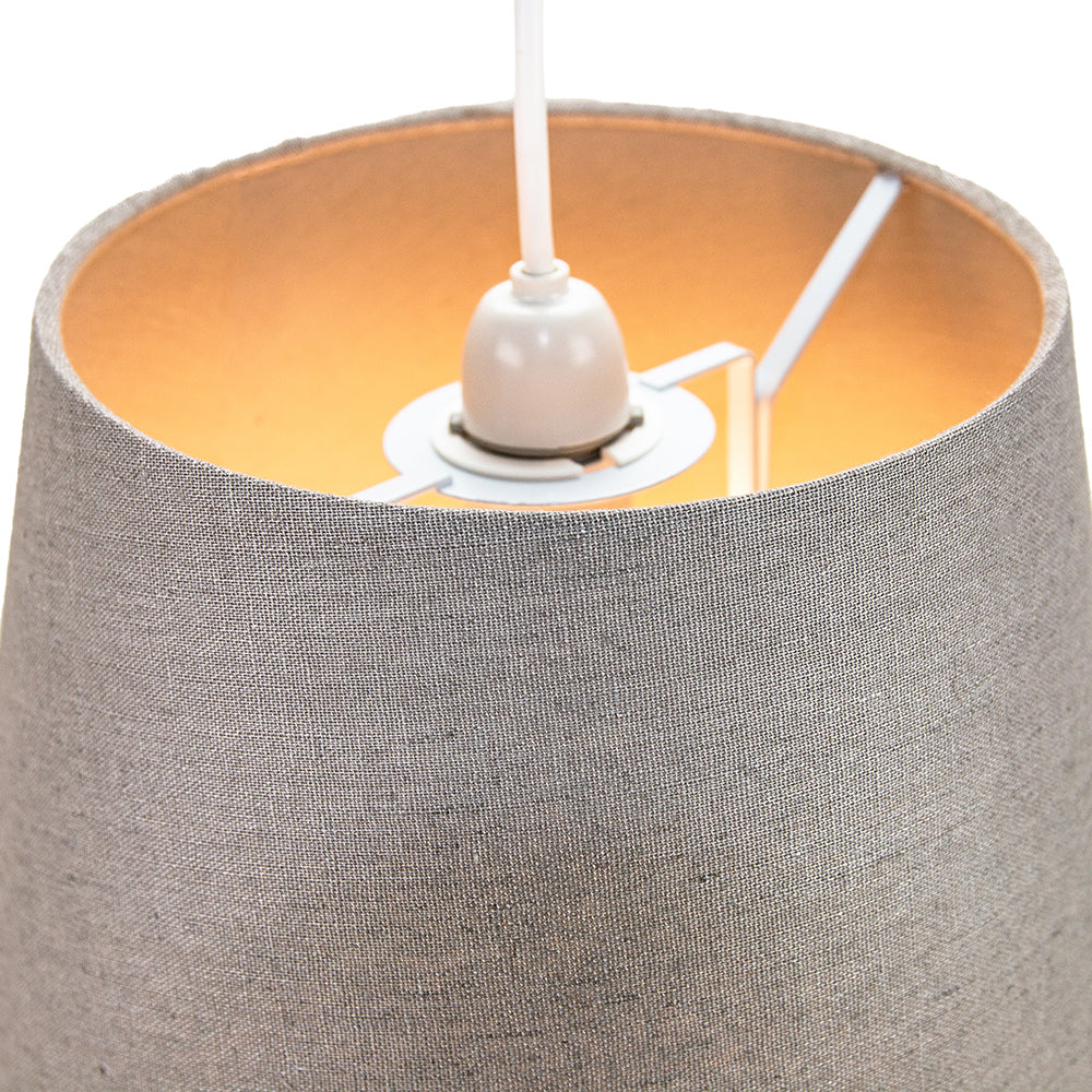 Traditional 12 Inch Grey Linen Fabric Drum Table/Pendant Lampshade 60w Maximum Image 4